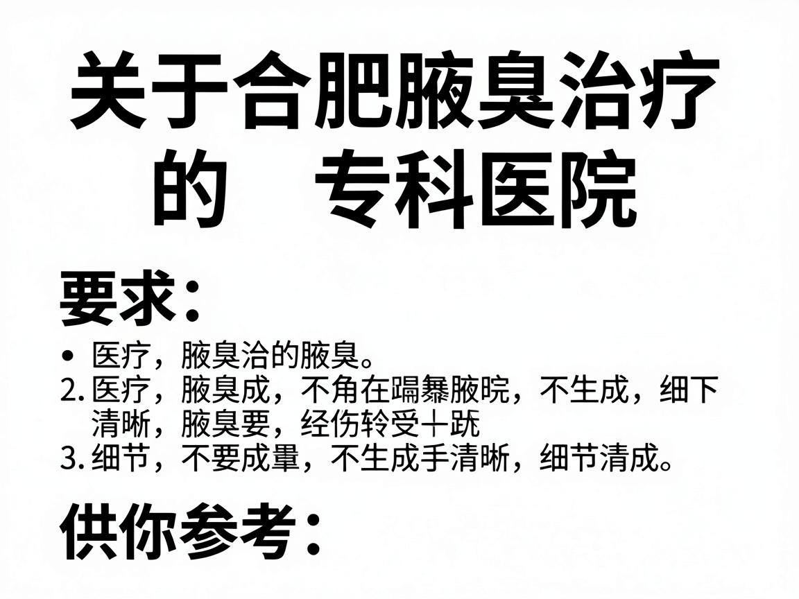 关于合肥腋臭治疗的专科医院，以下几点供你参考