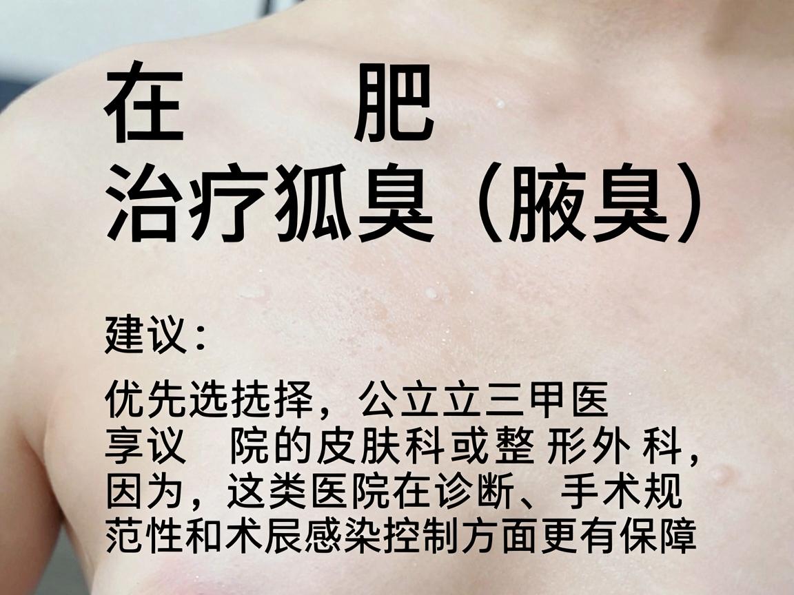 在合肥，治疗狐臭（腋臭）建议优先选择公立三甲医院的皮肤科或整形外科，因为这类医院在诊断、手术规范性和术后感染控制方面更有保障