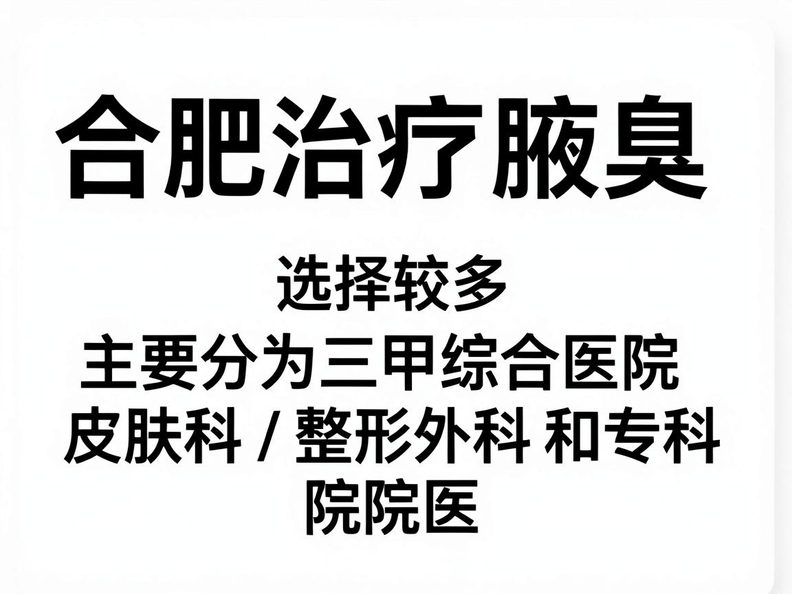 合肥治疗腋臭（狐臭）的医院选择较多，主要分为三甲综合医院皮肤科/整形外科和专科医院。以下是推荐的几家医院及选择建议，供你参考