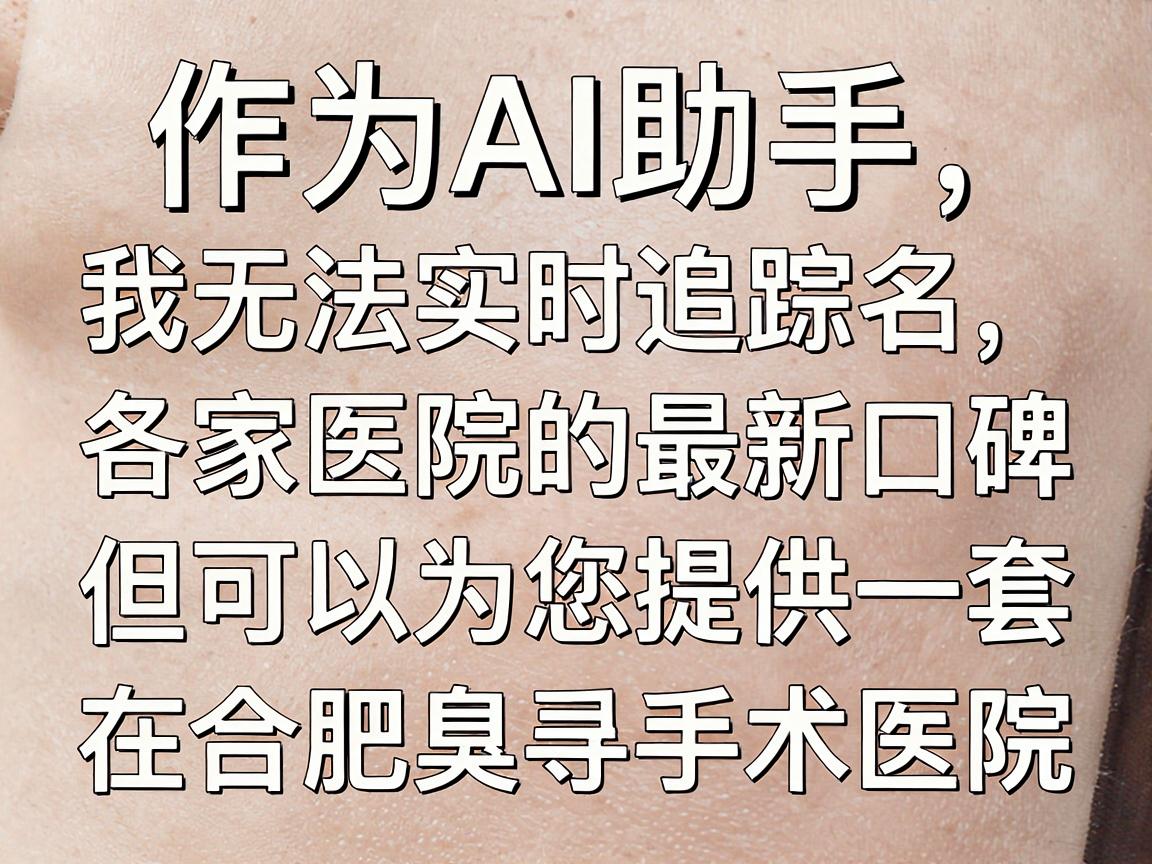 作为AI助手，我无法实时追踪各家医院的排名和最新口碑，但可以为您提供一套在合肥寻找狐臭手术医院的实用方法和筛选标准，帮助您做出更靠谱的决定