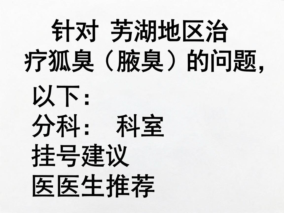 针对芜湖地区治疗狐臭（腋臭）的问题，以下是分科室的挂号建议及医生推荐方向
