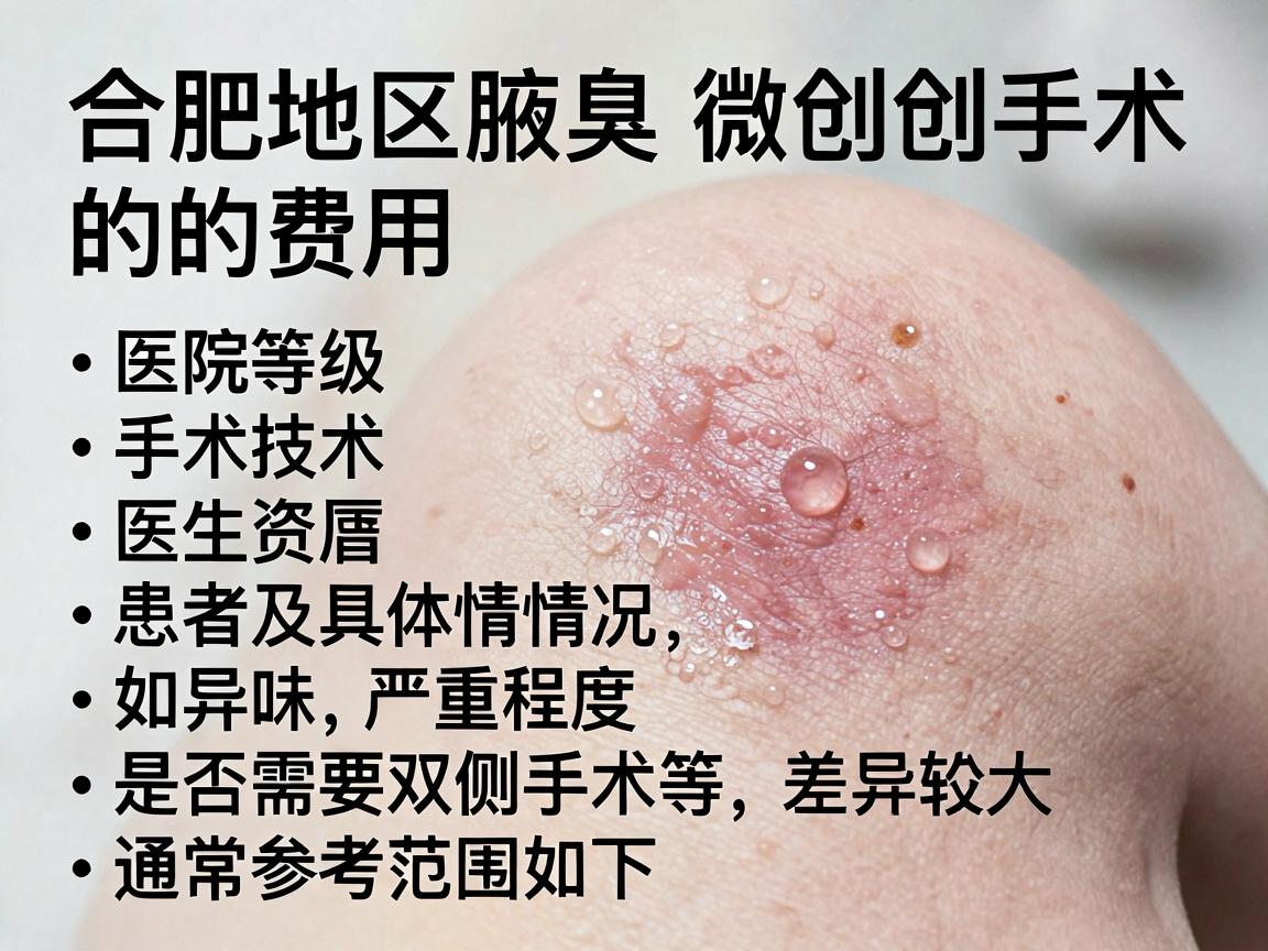 合肥地区腋臭微创手术的费用因医院等级、手术技术、医生资历及患者具体情况（如异味严重程度、是否需要双侧手术等）差异较大，通常参考范围如下