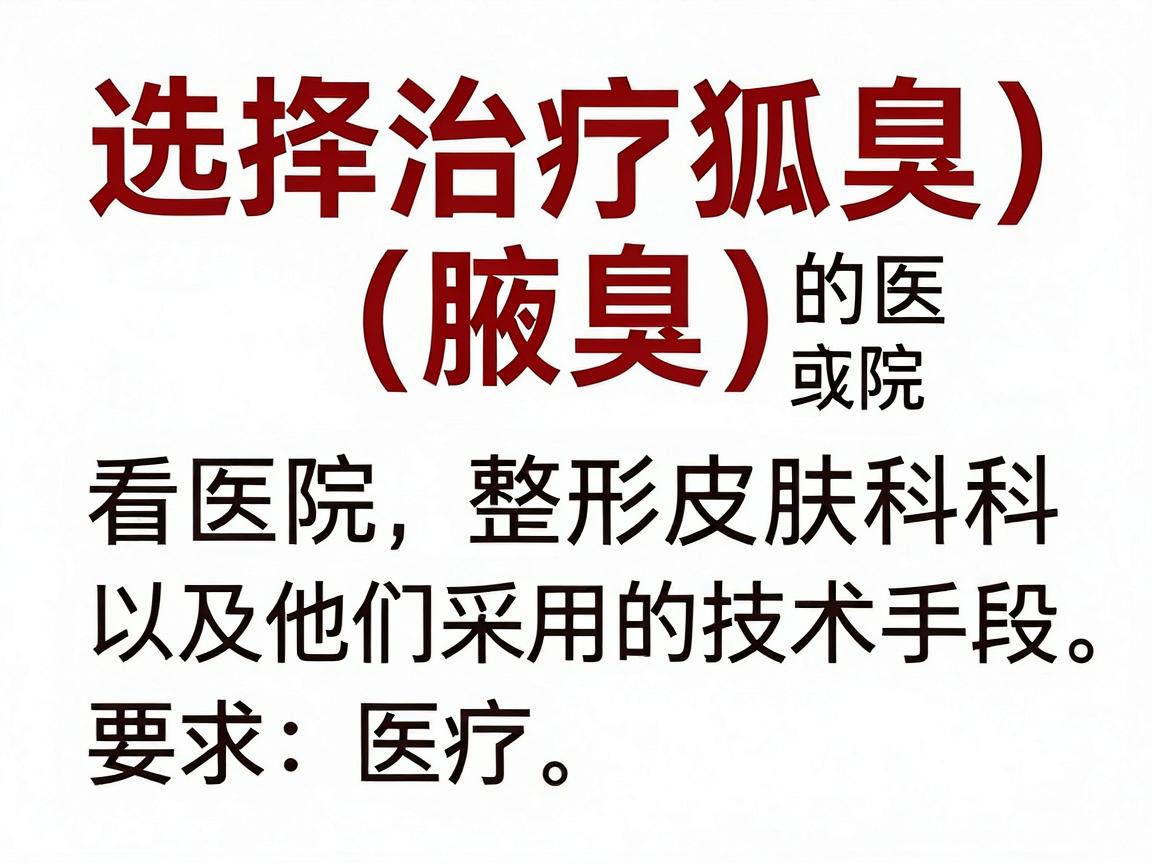 选择治疗狐臭（腋臭）的医院，核心是看医院的皮肤科或整形美容科，以及他们采用的技术手段。合肥作为省会，医疗资源比较集中，以下几类医院和科室通常比较受推荐，你可以根据自身情况评估