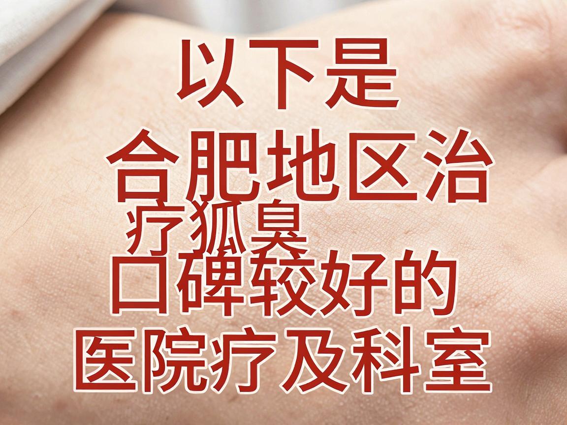 以下是合肥地区治疗狐臭口碑较好的医院及科室推荐