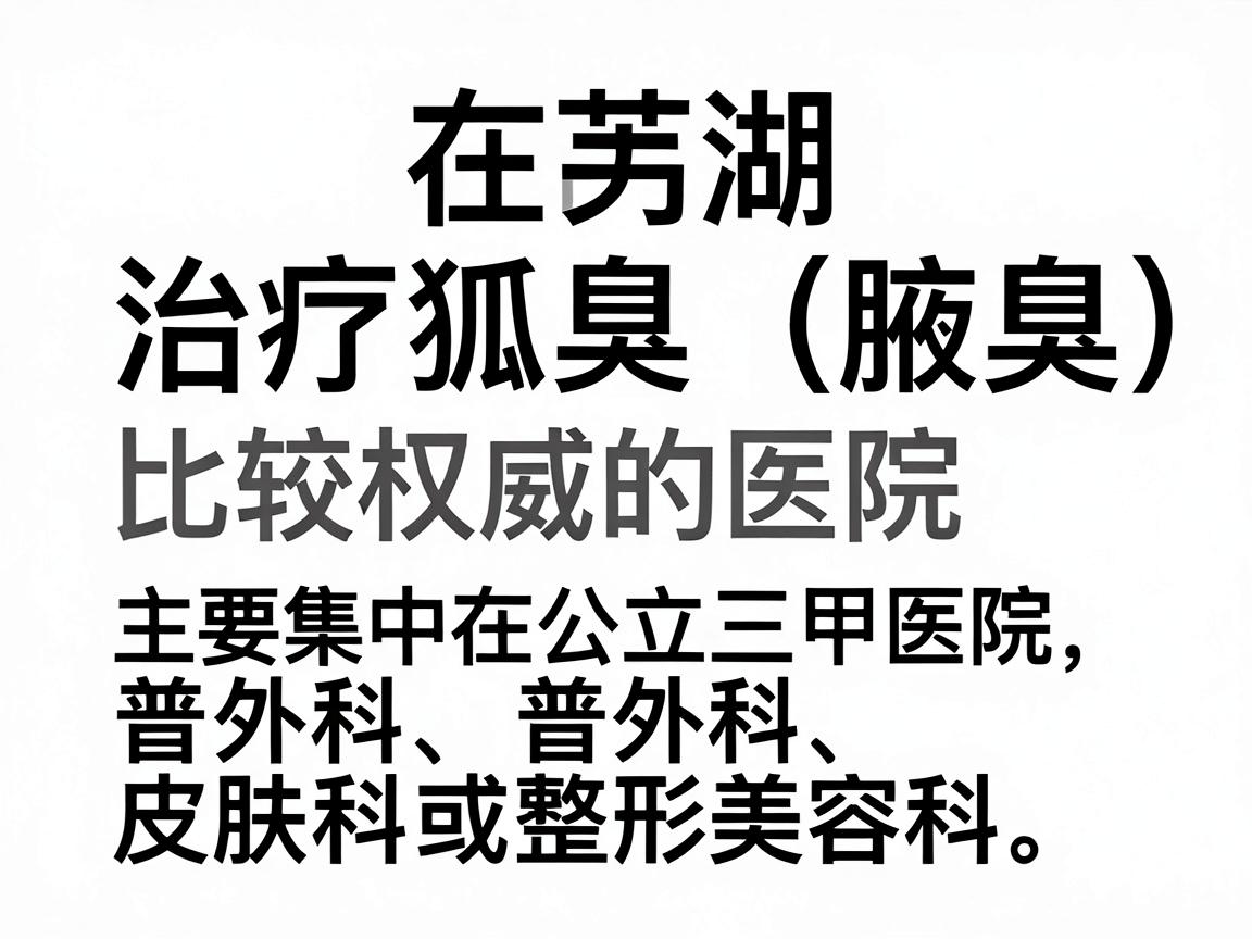 在芜湖，治疗狐臭（腋臭）比较权威的医院主要集中在公立三甲医院的普外科、皮肤科或整形美容科。以下是几家口碑较好、技术成熟的医院推荐