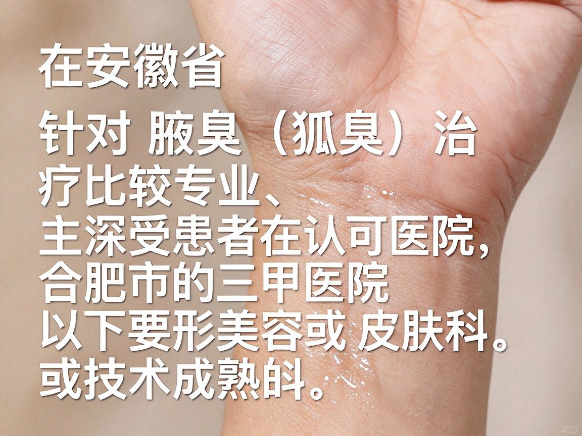 在安徽省，针对腋臭（狐臭）治疗比较专业、且深受患者认可的医院主要集中在合肥市的三甲医院整形美容科或皮肤科。以下是口碑较好、技术成熟的几家医院推荐，供你参考