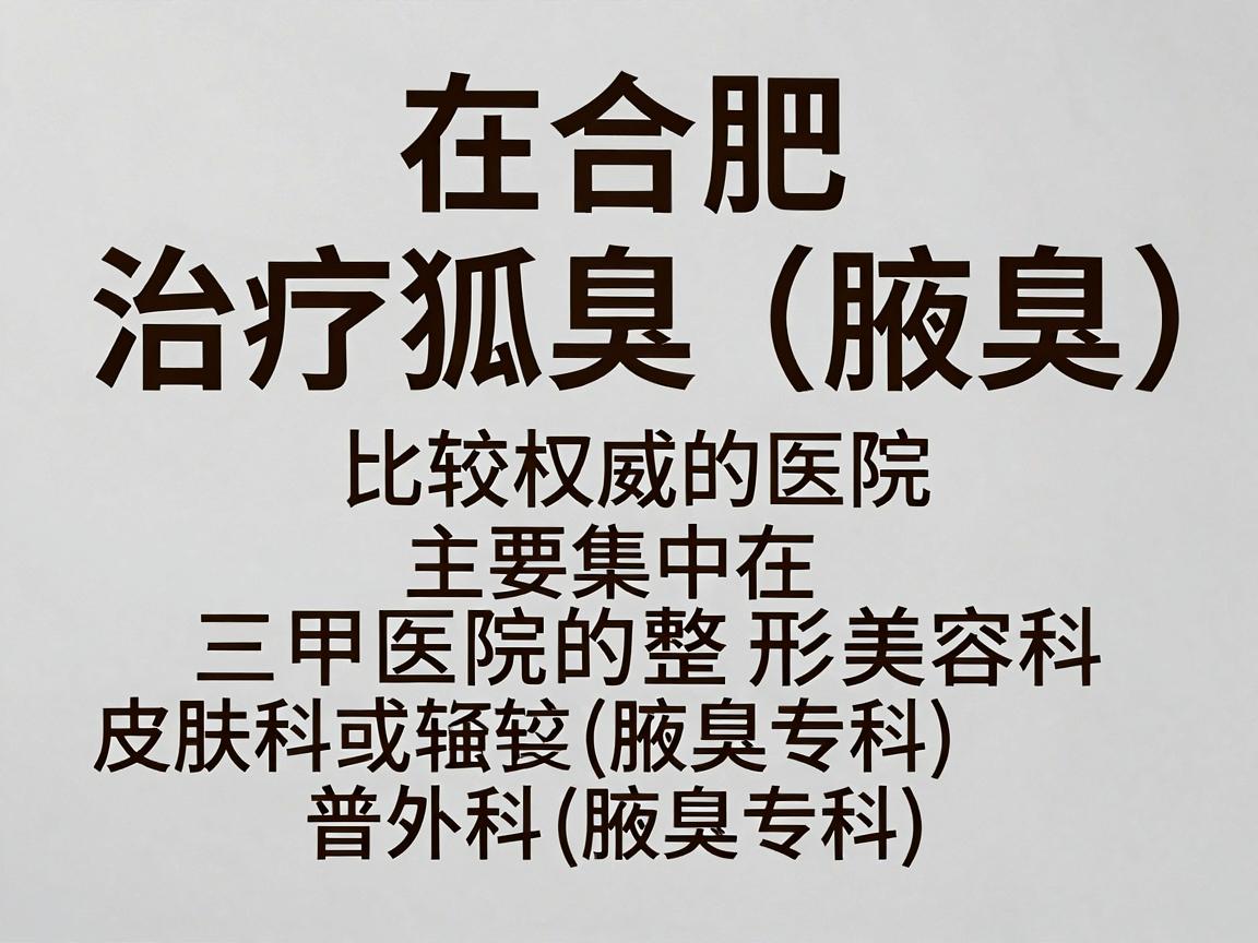 在合肥，治疗狐臭（腋臭）比较权威的医院主要集中在三甲医院的整形美容科、皮肤科或普外科（腋臭专科）以下是综合实力较强的几家医院推荐，供你参考