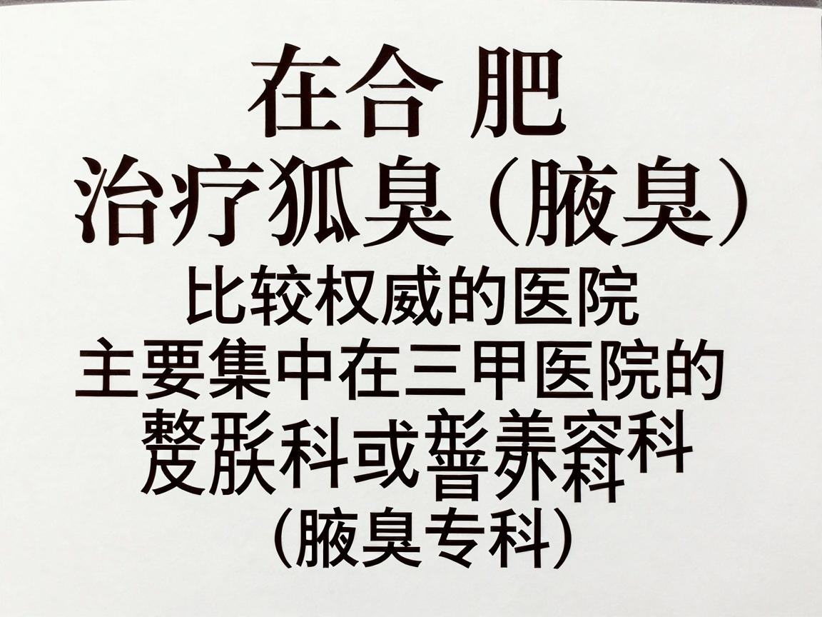 在合肥，治疗狐臭（腋臭）比较权威的医院主要集中在三甲医院的整形美容科、皮肤科或普外科（腋臭专科）以下是综合实力较强的几家医院推荐，供你参考