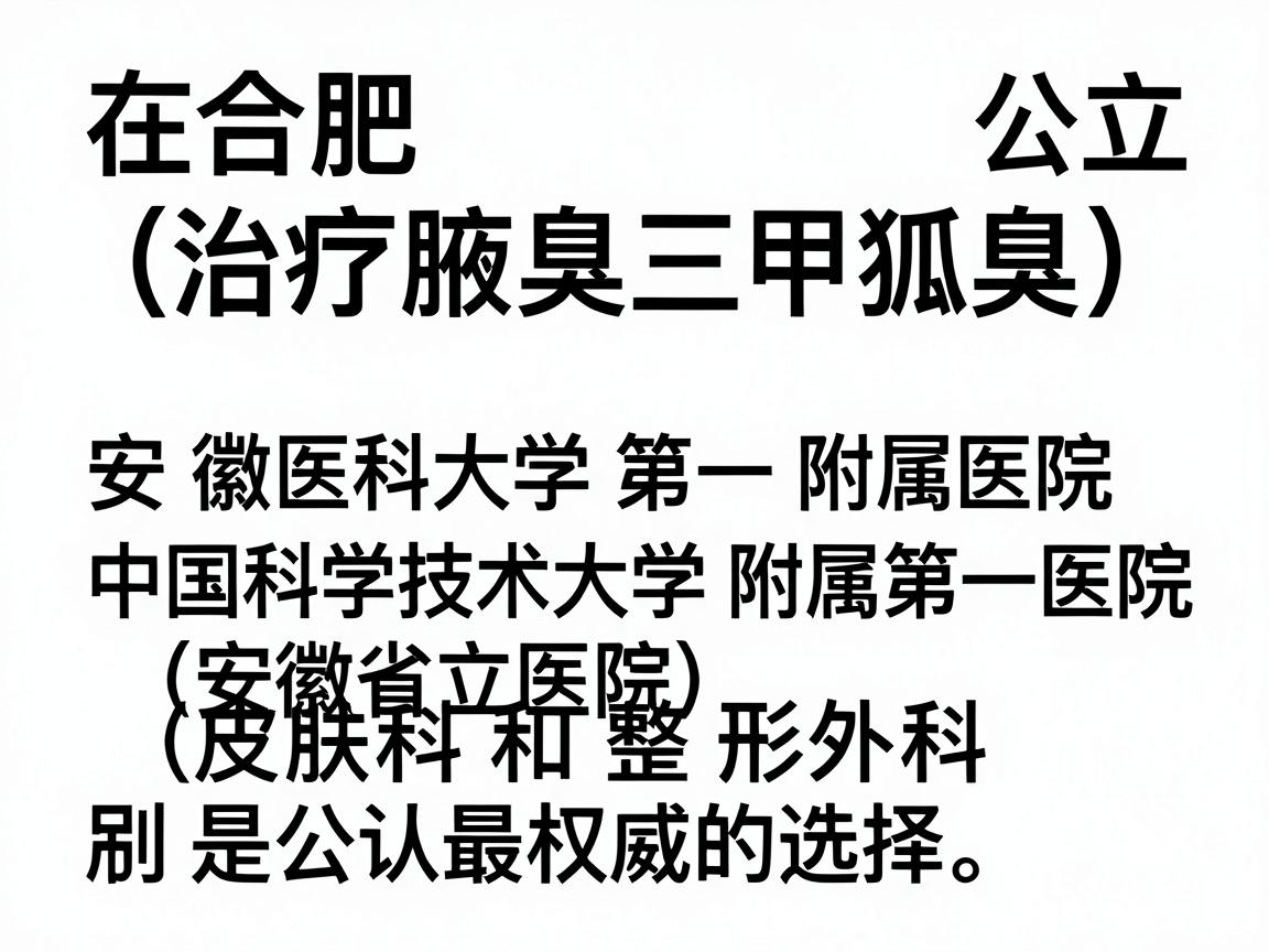 在合肥，治疗腋臭（狐臭）的公立三甲医院中，安徽医科大学第一附属医院 和 中国科学技术大学附属第一医院（安徽省立医院）的皮肤科和整形外科是公认最权威的选择。以下是具体建议