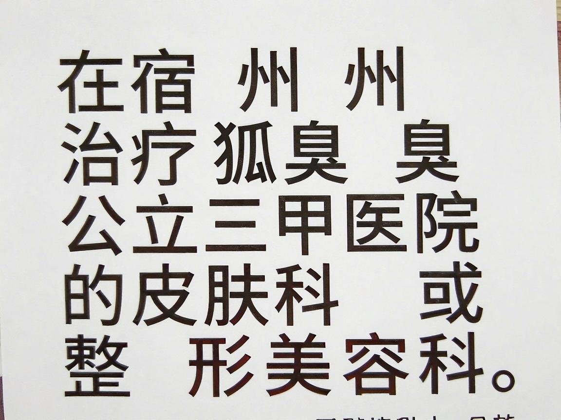 在宿州，治疗狐臭（腋臭）通常建议优先选择公立三甲医院的皮肤科或整形美容科。这类科室拥有专业的医疗设备和经验丰富的医生，能够提供从保守治疗到微创手术的完整方案