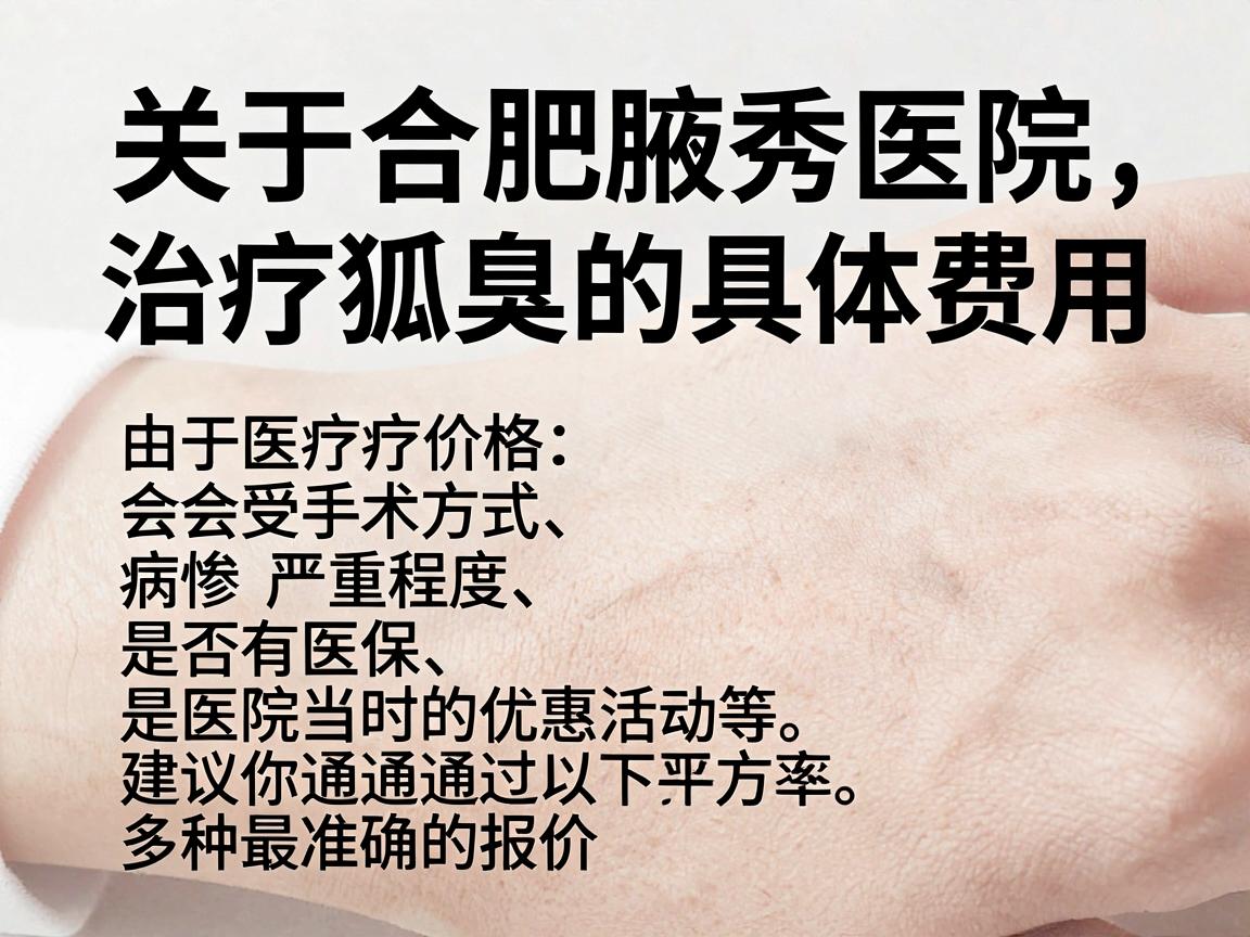 关于合肥腋秀医院治疗狐臭的具体费用，由于医疗价格会受手术方式、病情严重程度、是否有医保以及医院当时的优惠活动等多种因素影响，建议你通过以下方式获取最准确的报价