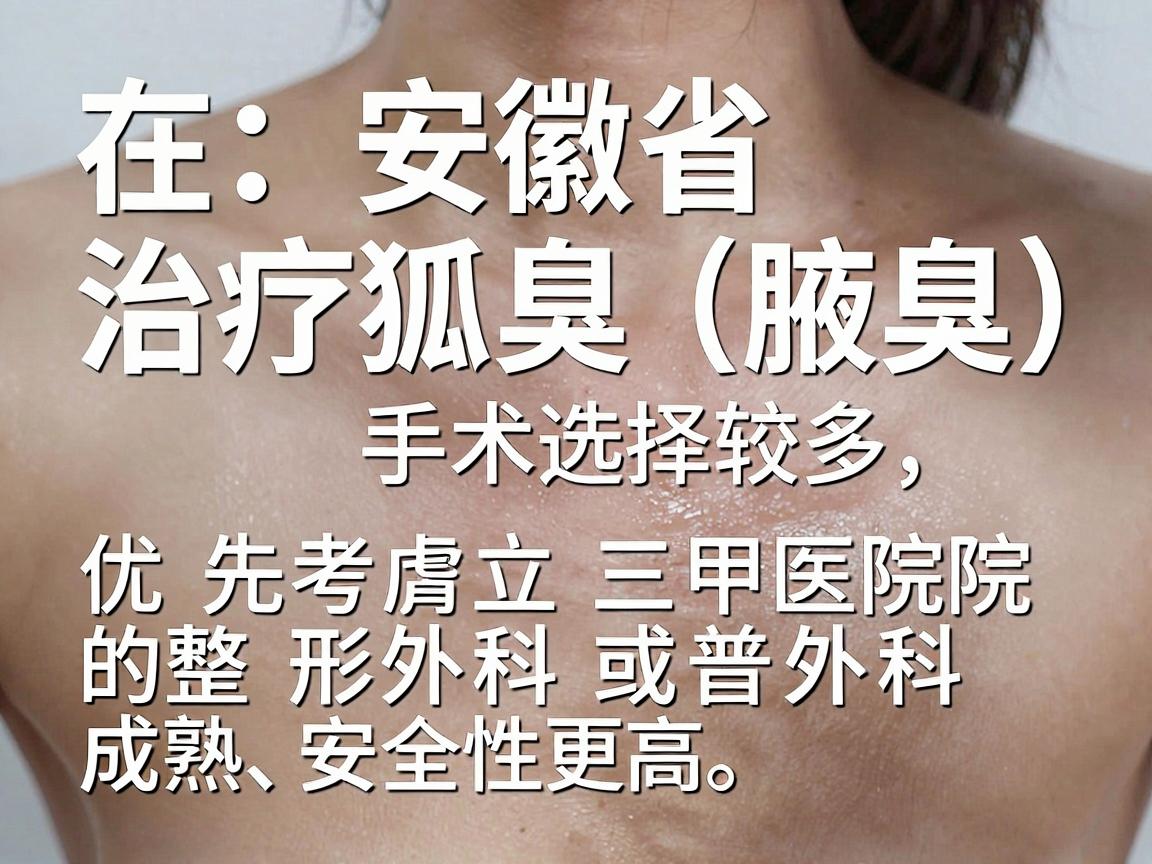 在安徽省，治疗狐臭（腋臭）手术选择较多，建议优先考虑公立三甲医院的整形外科或普外科，这些科室技术更成熟、安全性更高。以下是部分口碑较好的医院，供参考