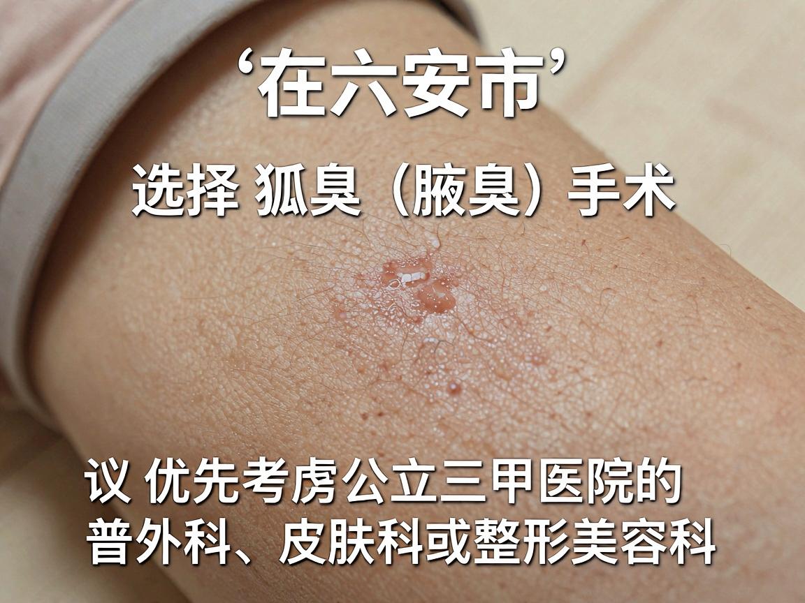 在六安市，选择狐臭（腋臭）手术的医院时，建议优先考虑公立三甲医院的普外科、皮肤科或整形美容科。这类医院设备规范、医生经验丰富，且收费透明
