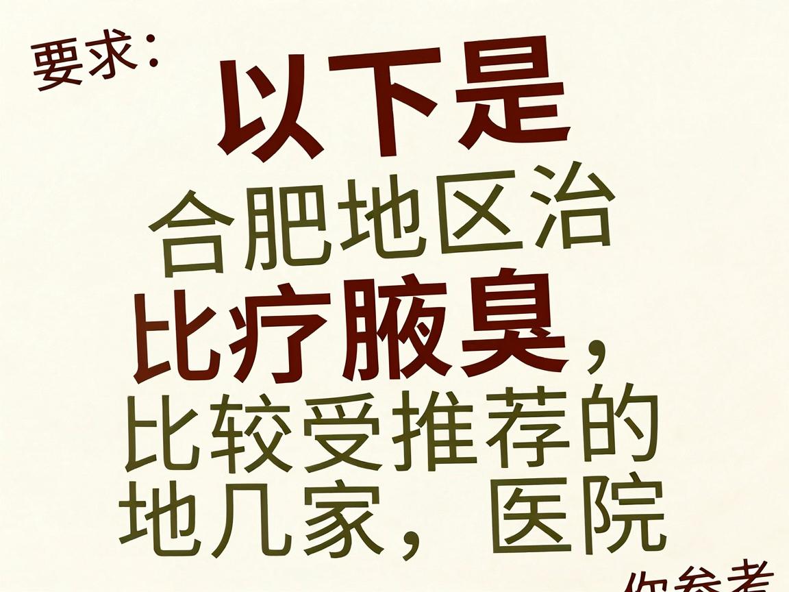 以下是合肥地区治疗腋臭比较受推荐的几家医院，供你参考