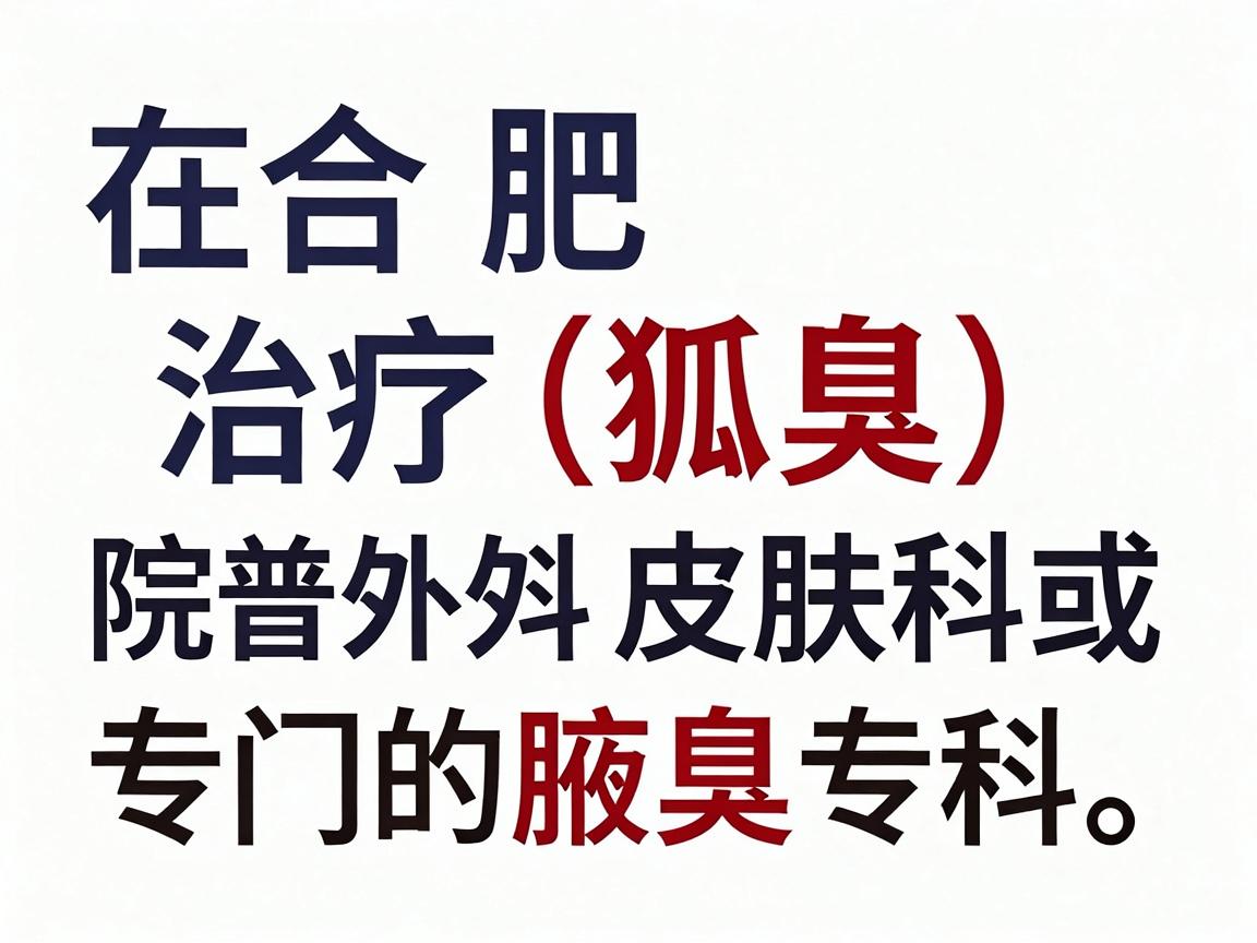 在合肥，治疗腋臭（狐臭）通常选择正规医院的普外科、皮肤科或专门的腋臭专科。以下是一些在当地口碑较好、具备治疗腋臭能力的公立及私立医院（排名不分先后）