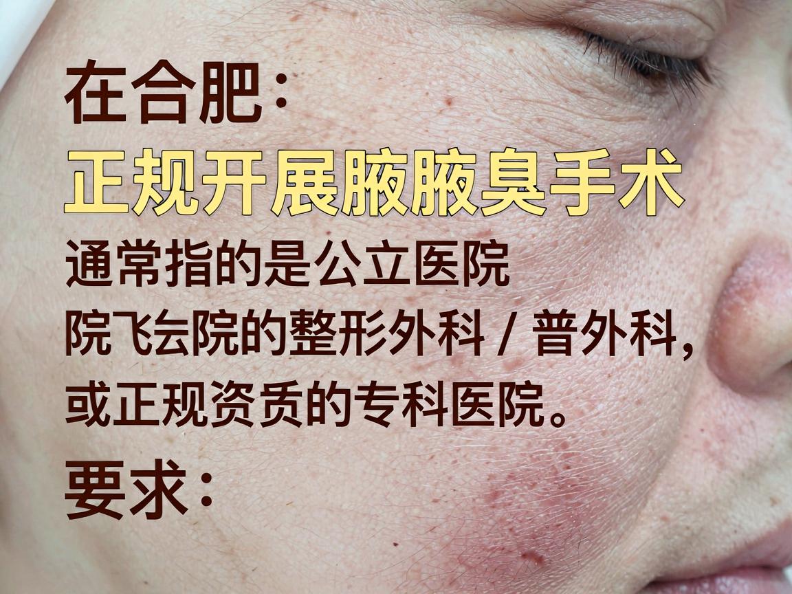 在合肥，正规开展腋臭手术的医院通常指的是公立医院的整形外科/普外科，或正规资质的专科医院。由于医疗广告监管较严，这里直接为你整理一些正规可靠、口碑较好的选择，并附上选择注意事项，以帮助你避免走弯路