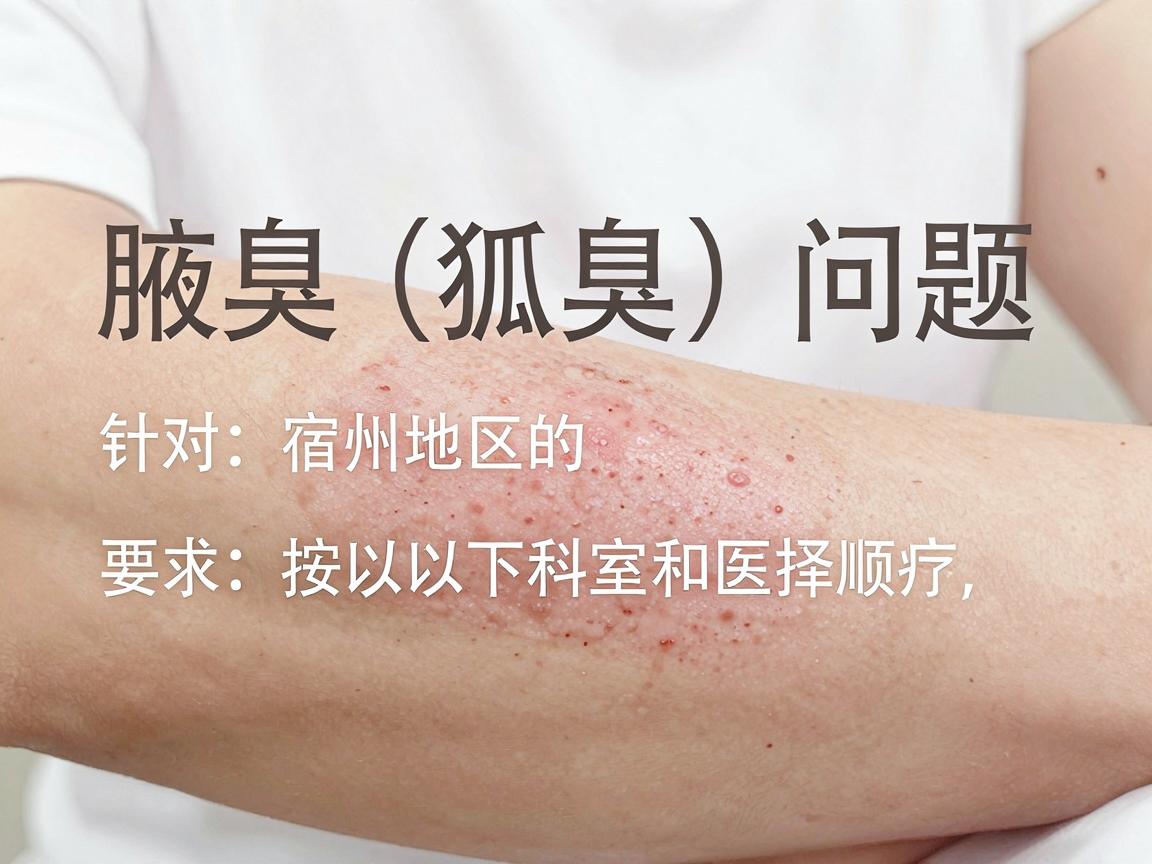 针对宿州地区的腋臭（狐臭）问题，建议按以下顺序选择科室和医生，以获得最佳诊疗效果