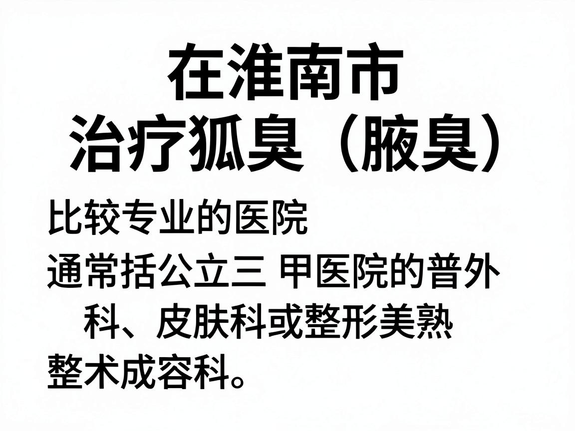 在淮南市，治疗狐臭（腋臭）比较专业的医院通常包括公立三甲医院的普外科、皮肤科或整形美容科。以下是几家在当地口碑较好、技术较成熟的医院推荐，供你参考
