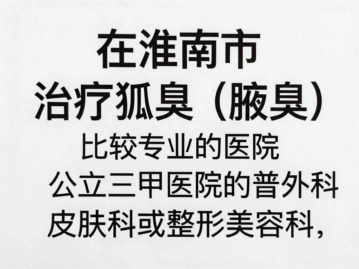 在淮南市，治疗狐臭（腋臭）比较专业的医院通常包括公立三甲医院的普外科、皮肤科或整形美容科。以下是几家在当地口碑较好、技术较成熟的医院推荐，供你参考