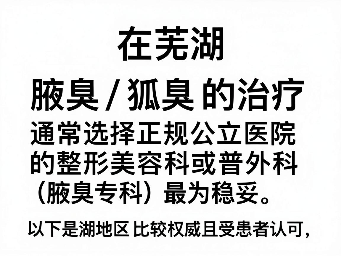在芜湖，针对体味（腋臭/狐臭）的治疗，通常选择正规公立医院的整形美容科或普外科（腋臭专科）最为稳妥。以下是芜湖地区比较权威且受患者认可的医院推荐