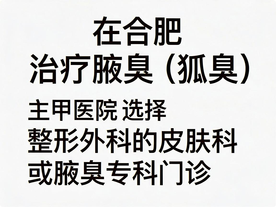 在合肥，治疗腋臭（狐臭）主要可选择三甲医院的整形外科、皮肤科或腋臭专科门诊。以下是几家在腋臭治疗方面口碑较好、技术较成熟的医院推荐，供你参考
