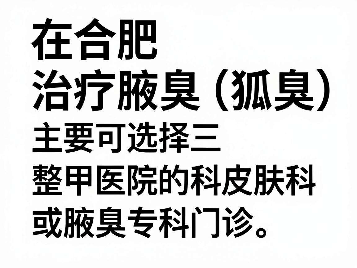 在合肥，治疗腋臭（狐臭）主要可选择三甲医院的整形外科、皮肤科或腋臭专科门诊。以下是几家在腋臭治疗方面口碑较好、技术较成熟的医院推荐，供你参考