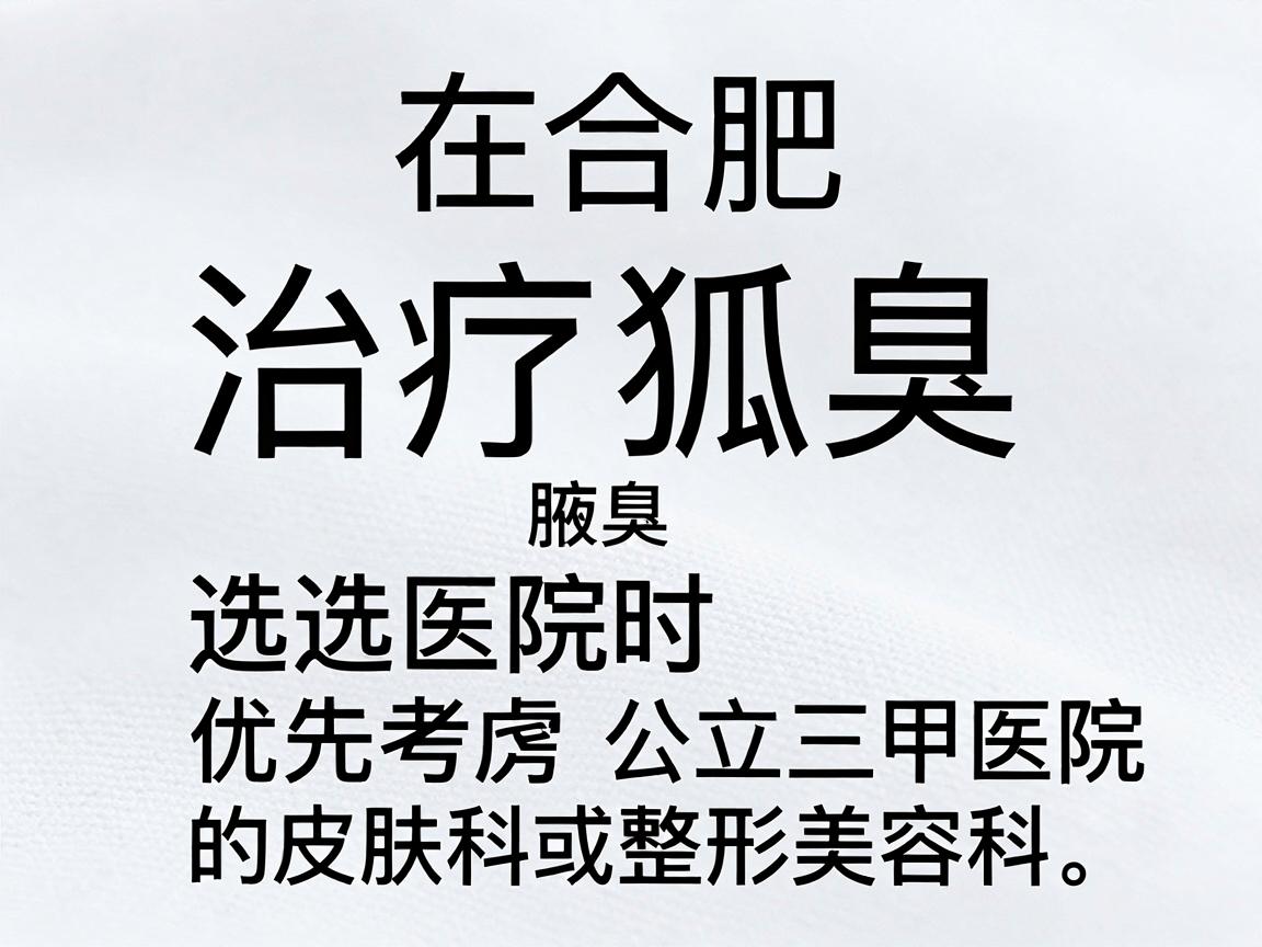 在合肥，治疗狐臭（腋臭）选择医院时，建议优先考虑公立三甲医院的皮肤科或整形美容科。这类医院在手术规范性、麻醉安全性以及术后感染控制方面更有保障