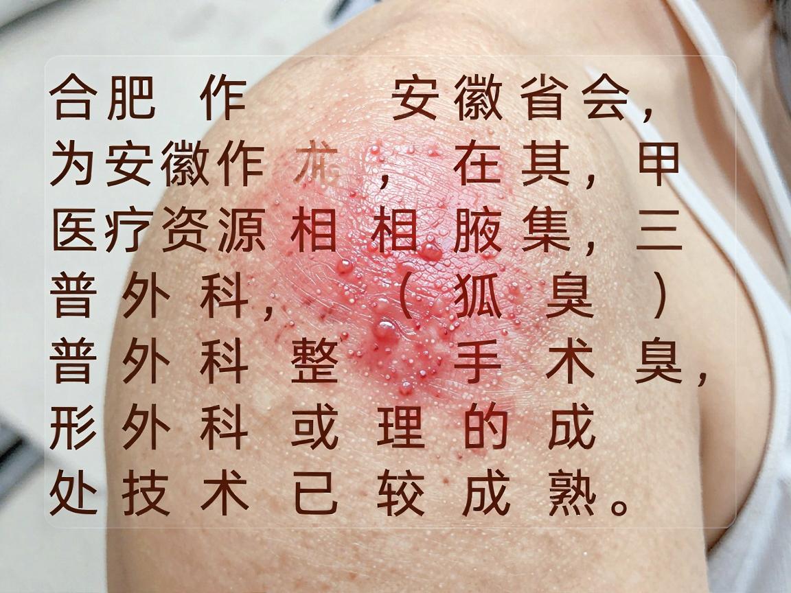 合肥作为安徽省会，医疗资源相对集中，尤其在三甲医院的普外科或整形外科，处理腋臭（狐臭）手术的技术已经比较成熟。选择医院时，建议重点关注三甲医院的普外科（或腋臭专科）整形外科以及专业的微创技术