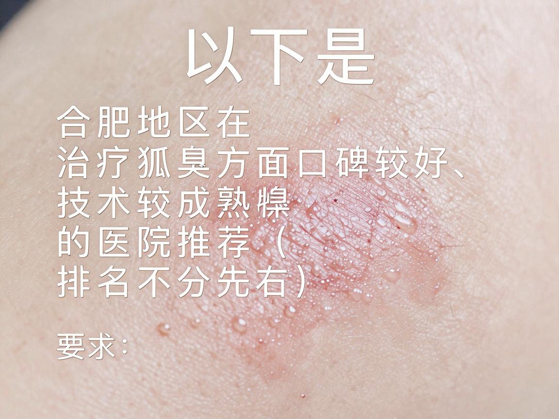 以下是合肥地区在治疗狐臭方面口碑较好、技术较成熟的医院推荐（排名不分先后）