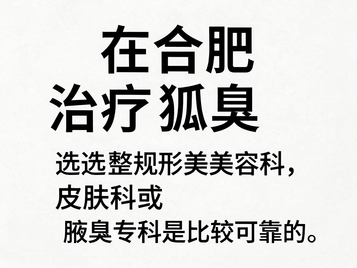在合肥,治疗狐臭(腋臭)选择正规医院的整形美容科、皮肤科或腋臭专科是比较可靠的。以下是合肥地区口碑较好、技术成熟的几家医院供你参考 在合肥,治疗狐臭(腋臭)选择正规医院的整形美容科、皮肤科或腋臭专科是比较可靠的。以下是合肥地区口碑较好、技术成熟的几家医院供你参考