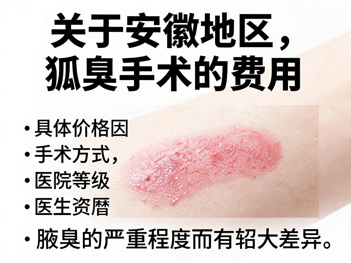 关于安徽地区狐臭手术的费用，具体价格因手术方式、医院等级、医生资历以及腋臭的严重程度而有较大差异。以下是一个大致的费用范围供你参考