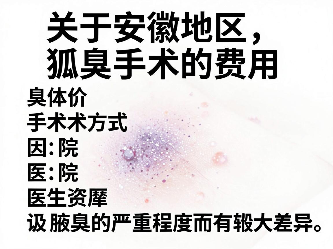 关于安徽地区狐臭手术的费用，具体价格因手术方式、医院等级、医生资历以及腋臭的严重程度而有较大差异。以下是一个大致的费用范围供你参考