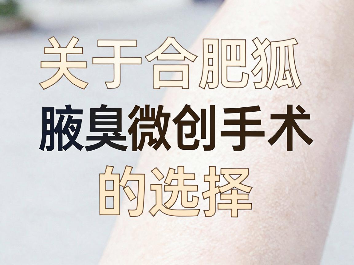 关于合肥狐臭手术（腋臭微创手术）的选择，这是一个需要非常谨慎的医疗决策。由于医疗信息时效性很强，医生的排班、医院的评级以及具体的优惠活动会随时变化