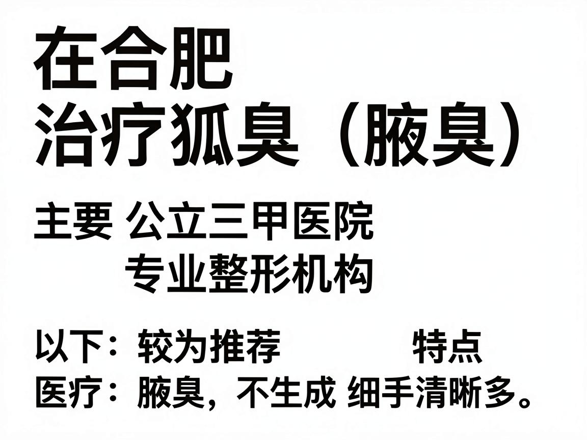 在合肥，治疗狐臭（腋臭）的医院选择较多，主要分为公立三甲医院和专业整形机构两类。以下是较为推荐的几家医院及其特点，供你参考
