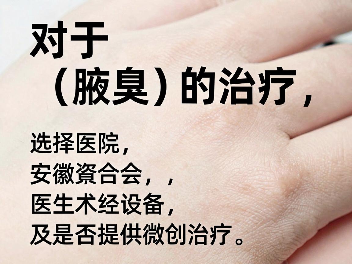 对于狐臭（腋臭）的治疗，选择医院的关键在于医疗资质、医生经验、技术设备以及是否提供微创治疗。安徽合肥作为省会，医疗资源相对集中，以下是根据口碑和学科实力整理的医院及选择建议