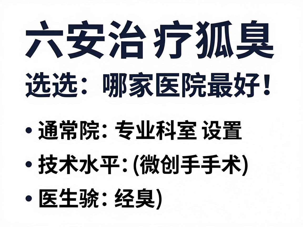 六安治疗狐臭，选择哪家医院最好，通常取决于以下几个因素，医院的专业科室设置、技术水平（特别是微创手术）医生的经验以及患者的个人情况