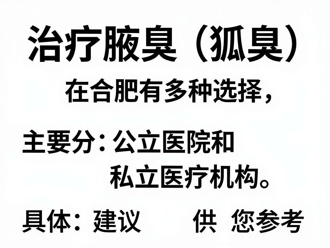 治疗腋臭（狐臭）在合肥有多种选择，主要分为公立医院和私立医疗机构。以下是具体建议，供您参考