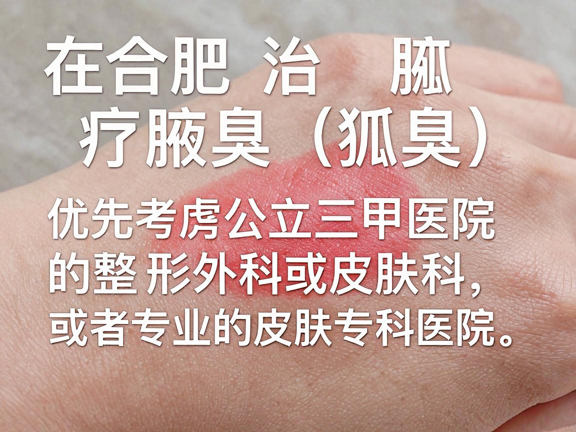 在合肥治疗腋臭（狐臭）选择医院时建议优先考虑公立三甲医院的整形外科或皮肤科，或者专业的皮肤专科医院。以下是几家在当地口碑较好、技术相对成熟的医院，供你参考