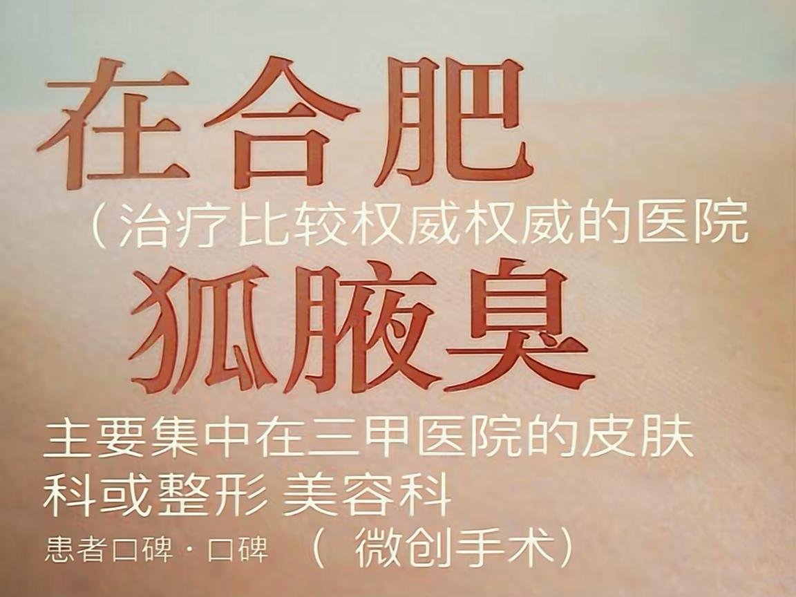 在合肥，治疗腋臭（狐臭）比较权威的医院主要集中在三甲医院的皮肤科或整形美容科（微创手术）以下是综合医院实力、患者口碑和技术特点的推荐，供你参考