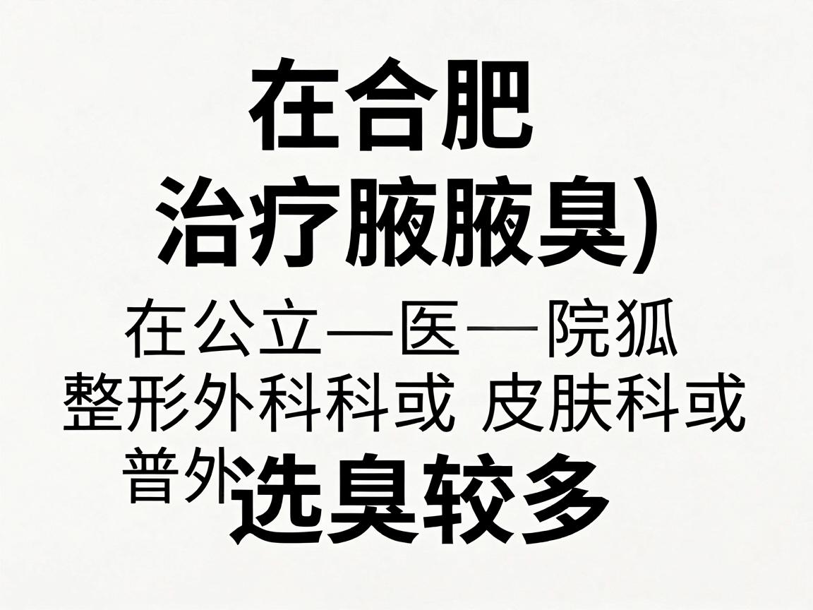 在合肥，治疗腋臭（狐臭）的医疗机构选择较多，主要集中在公立医院的整形外科、皮肤科或普外科（腋臭专科）以下是较为权威和专业的医院推荐，供你参考
