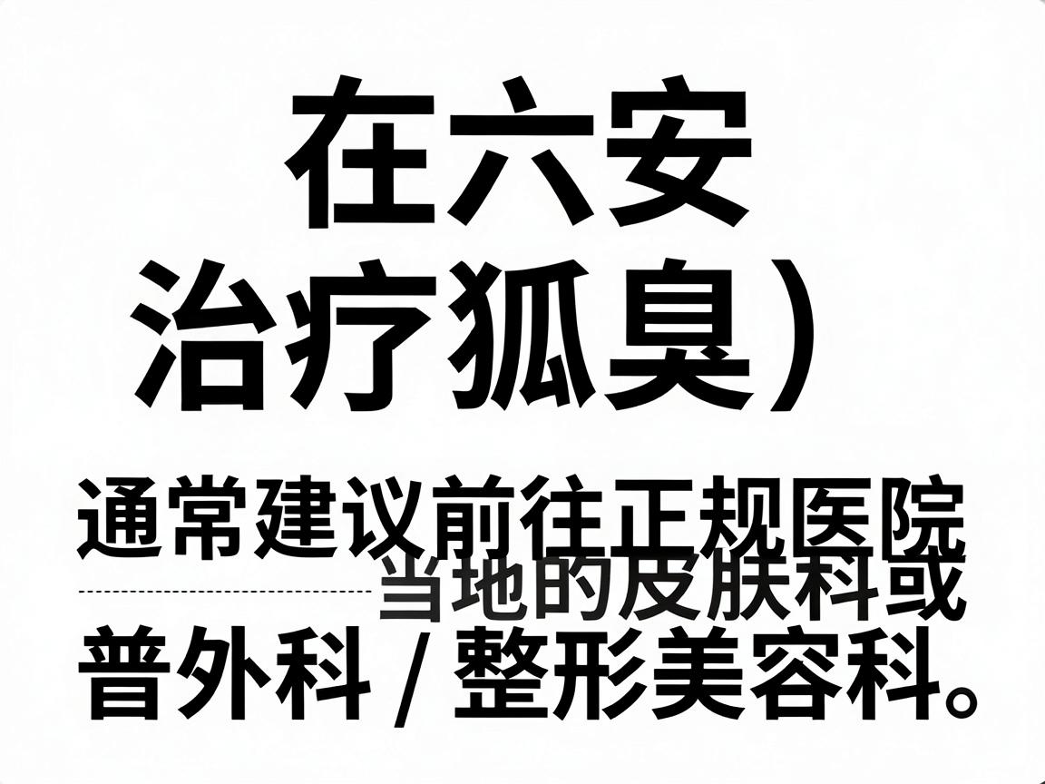 在六安，治疗狐臭（腋臭）通常建议前往正规医院的皮肤科或普外科/整形美容科。以下是一些当地认可度较高的医院，供你参考