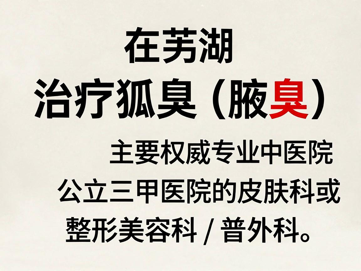 在芜湖，治疗狐臭（腋臭）比较权威且专业的医院主要集中在公立三甲医院的皮肤科或整形美容科/普外科。以下是推荐的主要医院及其特色