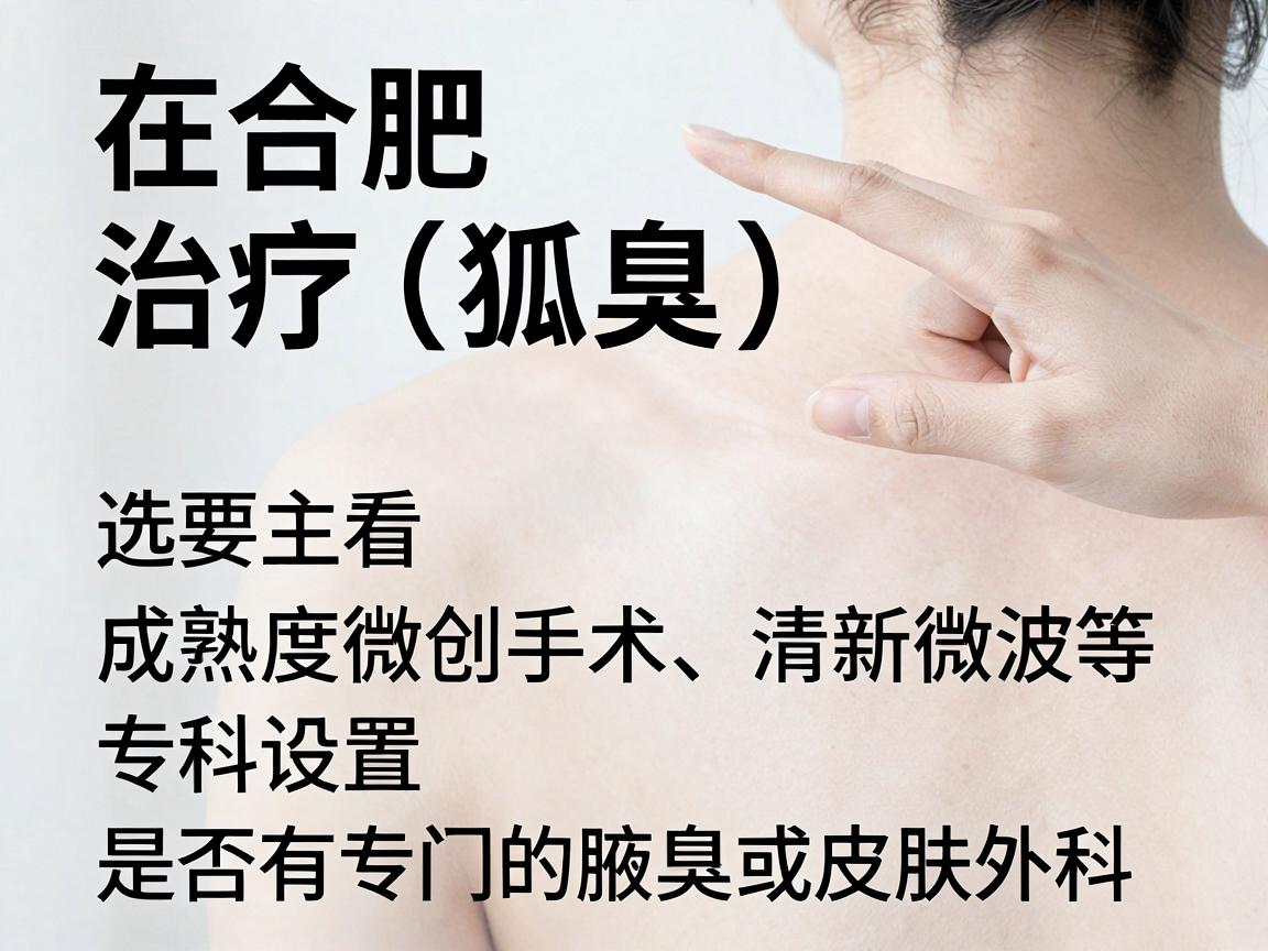 在合肥，治疗狐臭（腋臭）的医院选择主要看两点，技术成熟度（如微创手术、清新微波等）和专科设置（是否有专门的腋臭或皮肤外科）