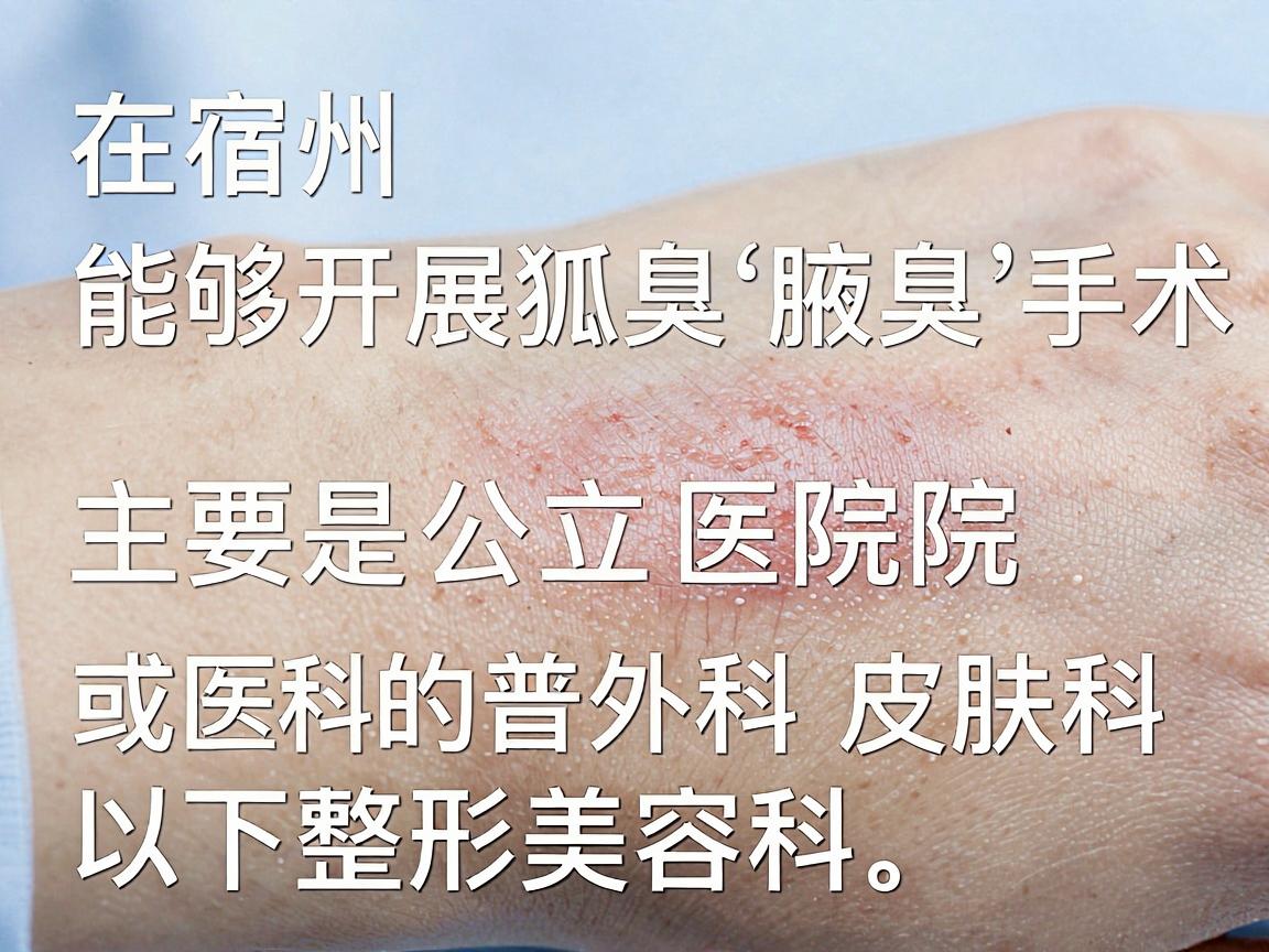 在宿州，能够开展狐臭（腋臭）手术的医院主要是公立医院的普外科、皮肤科或整形美容科。以下是几家比较可靠的医院供你参考