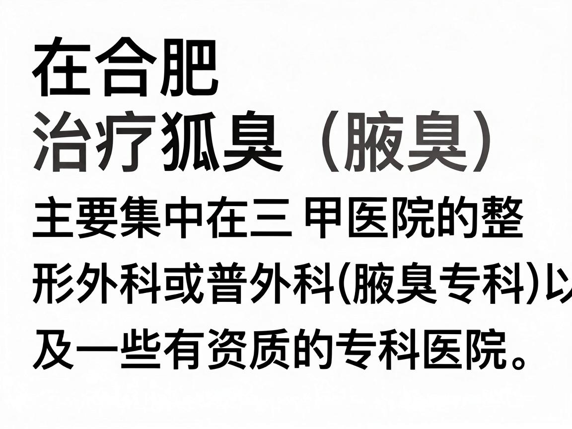 在合肥，治疗狐臭（腋臭）比较知名的医院主要集中在三甲医院的整形外科或普外科（腋臭专科）以及一些有资质的专科医院。以下是根据2024-2025年合肥本地医疗口碑整理的几家知名医院及科室，供你参考