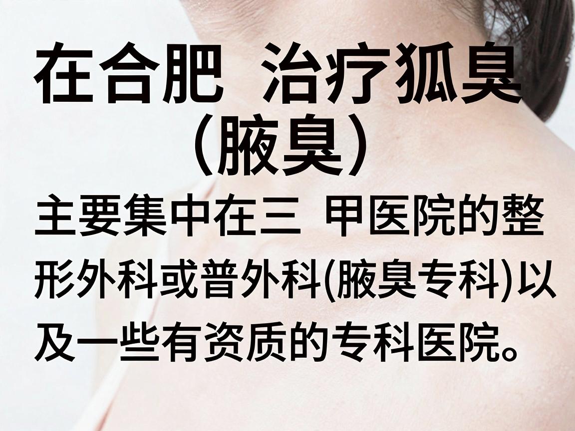 在合肥，治疗狐臭（腋臭）比较知名的医院主要集中在三甲医院的整形外科或普外科（腋臭专科）以及一些有资质的专科医院。以下是根据2024-2025年合肥本地医疗口碑整理的几家知名医院及科室，供你参考
