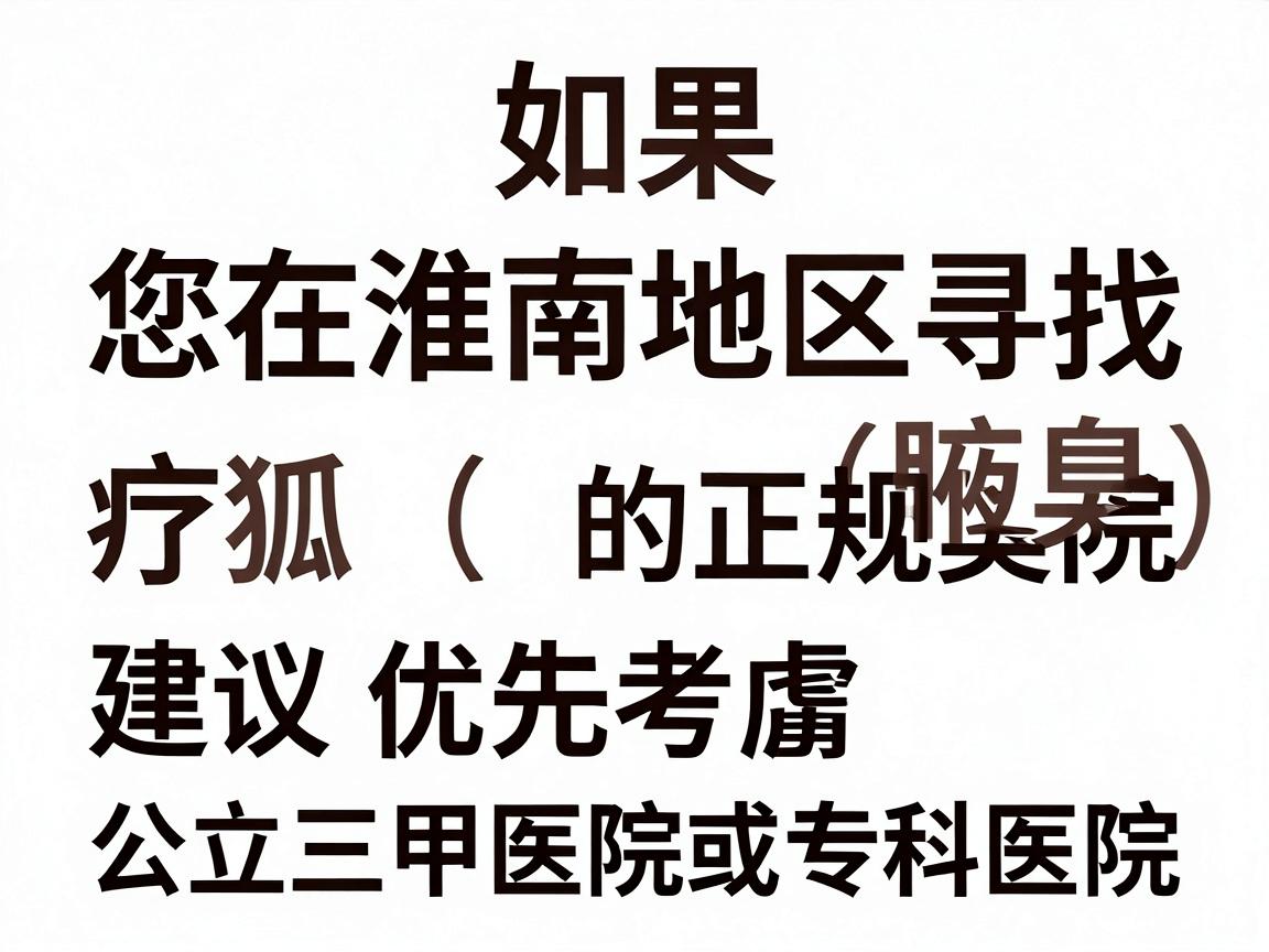 如果您在淮南地区寻找治疗狐臭（腋臭）的正规医院，建议优先考虑公立三甲医院或大型专科医院。以下是具体的医院推荐和就诊指南