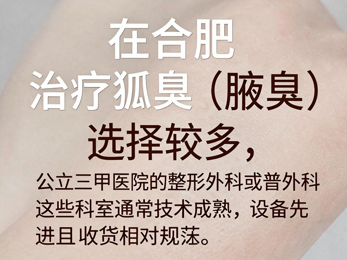 在合肥，治疗狐臭（腋臭）的医院选择较多，建议优先考虑公立三甲医院的整形外科或普外科，这些科室通常技术成熟、设备先进，且收费相对规范。以下是几家口碑较好的医院供参考