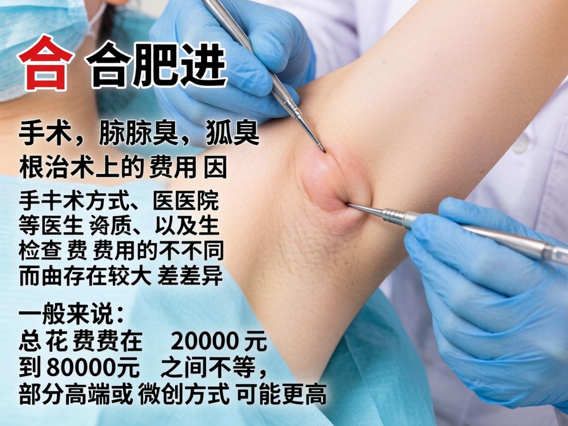 在合肥进行狐臭手术（腋臭根治术）的费用因手术方式、医院等级、医生资质以及检查费用的不同而存在较大差异。一般来说，总花费在 2000元到8000元 之间不等，部分高端或微创方式可能更高