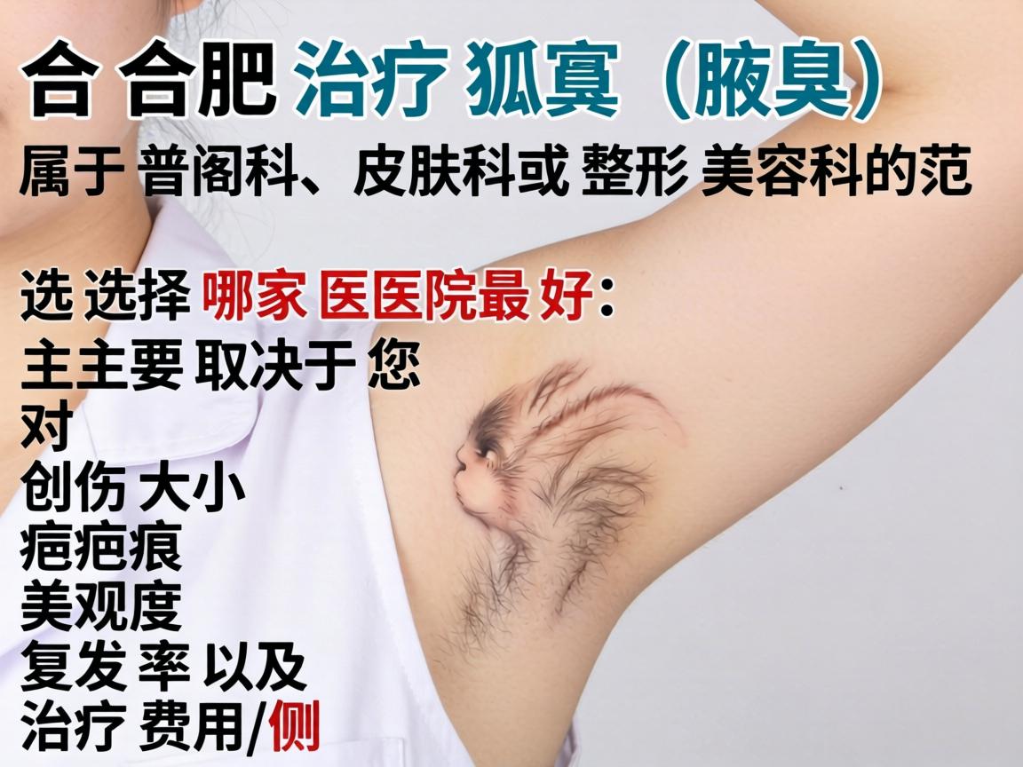在合肥，治疗狐臭（腋臭）属于普外科、皮肤科或整形美容科的范畴。选择哪家医院最好，主要取决于您对创伤大小、疤痕美观度、复发率以及治疗费用的侧重